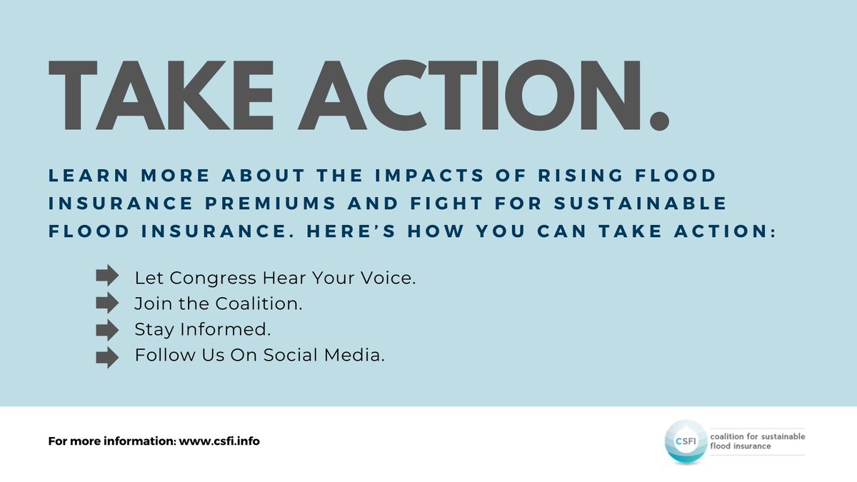 CSFIUSA's tweet image. The National Flood Insurance Program is critical to protecting properties and communities across the country.  NFIP expires on November 17th, and it needs to be reauthorized NOW. 

Join the Coalition for Sustainable Flood Insurance and tell your Members of Congress today! 🌊
