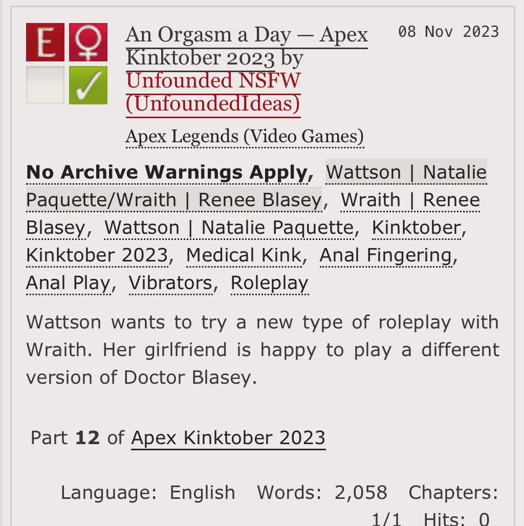 A exceptionally late Kinktober day 12: medical play with Darksparks!

archiveofourown.org/works/51454003
