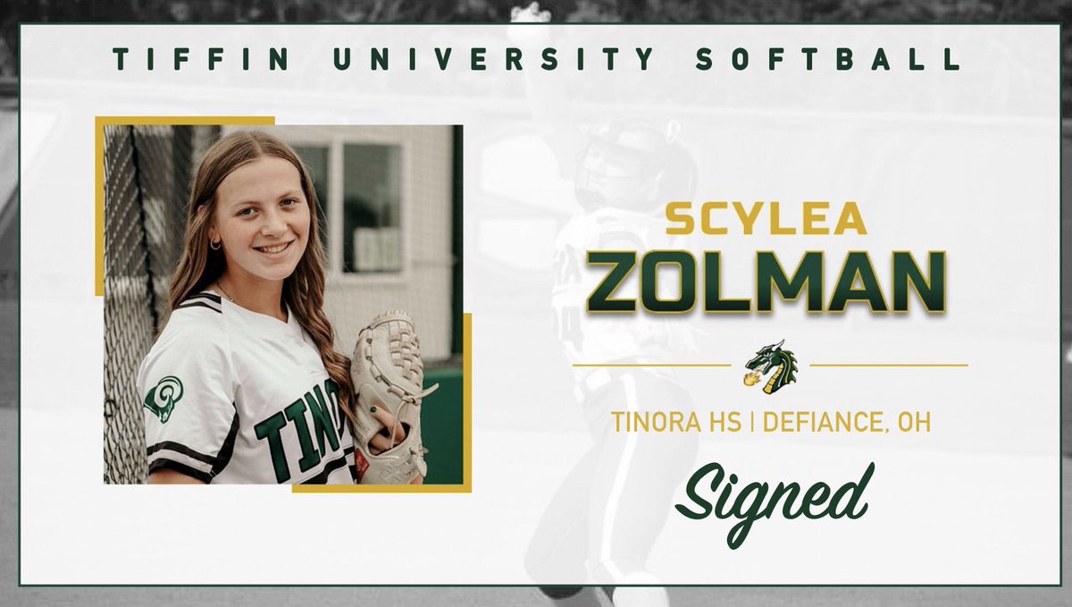Welcome to the Dragon Softball Family, Scylea Zolman!! 💚🐉

“I chose Tiffin because of the small size and the environment felt like home. The team is always finding a way to have fun!”