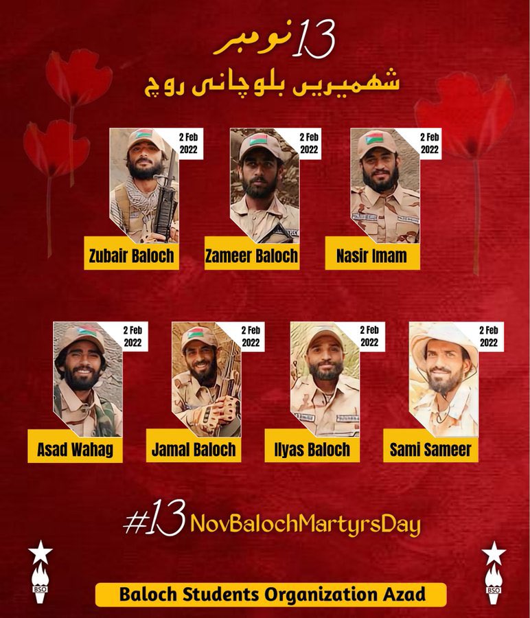 If I can pay a red tribute to other martyrs, why can I not accept this red tribute to myself?

Martyr Ghulam Mohammad

#13NovBalochMartyrsDay
