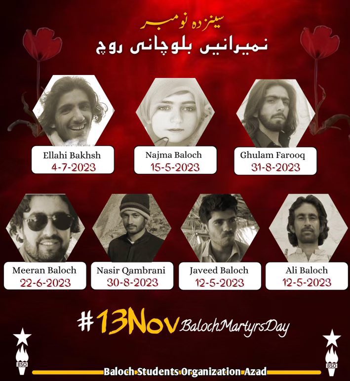 They dreamed of a future for the Baloch nation where a sovereign state protects the honor and dignity of the Baloch nation, and their dream will come true very soon
#13NovBalochMartyrsDay