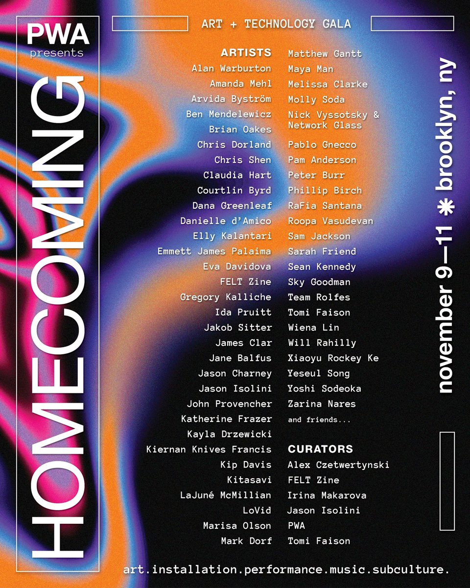 Super excited for HOMECOMING opening tomorrow! So many amazing artists and curators involved <a href="/PublicWorks_NYC/">PWA</a> ✨✨✨