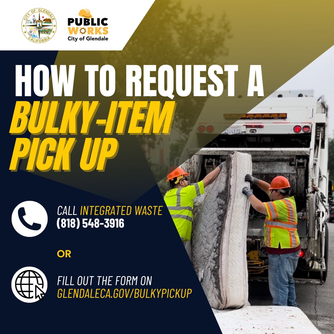 Glendale has a great FREE service for Bulky Item Pick up