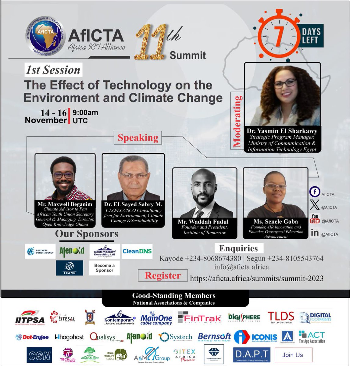 maxbeg2003's tweet photo. One of the sessions at the 11th AfICTA Summit is themed "The Effect of Technology on the Environment and Climatic Changes", we think it may be of interest to you. 

Climate &amp; Technology #digital4sustainability #ArtificialInteligence #ClimateTech https://t.co/PJUzjoTGfC