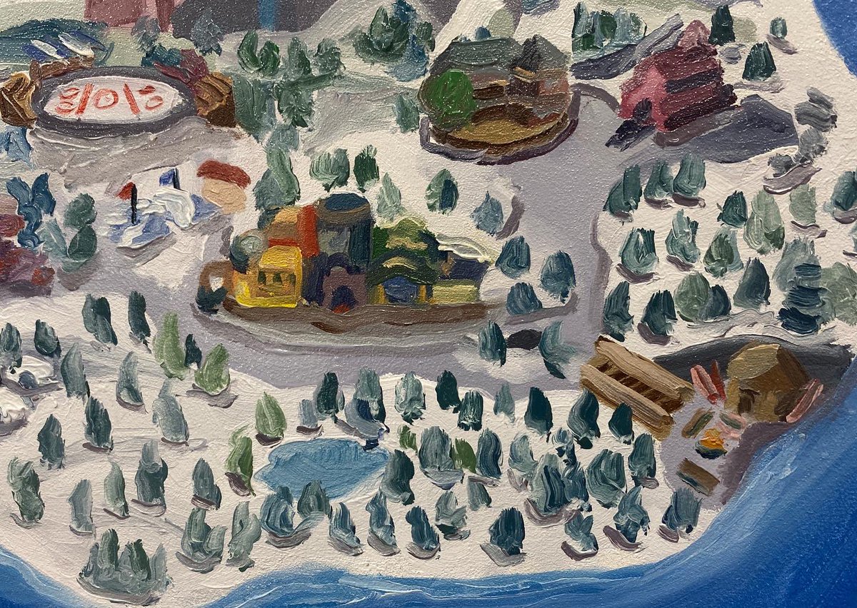 @_screenhog oil painting of the club penguin island I made. Tried to simplify the shapes while still keeping the original artstyle recognizable