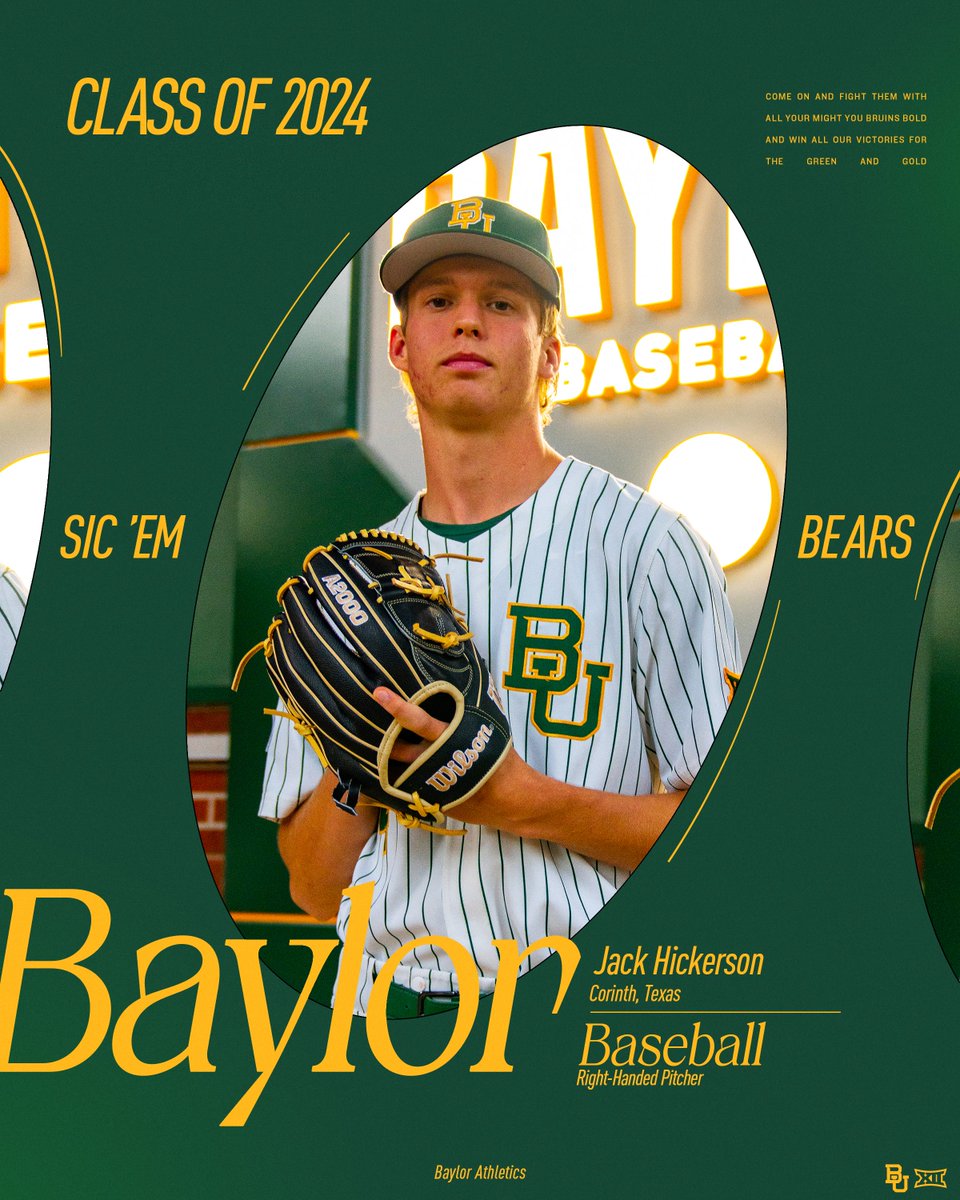 BaylorBaseball's tweet photo. We've got a 𝙥𝙡𝙪𝙨-𝙥𝙡𝙪𝙨 𝙘𝙝𝙖𝙣𝙜𝙚𝙪𝙥 coming to Baylor Ballpark 🌀

✅ @JackHickerson4

#SicEm 🐻⚾️ | #Together https://t.co/9Wwamw4G6S
