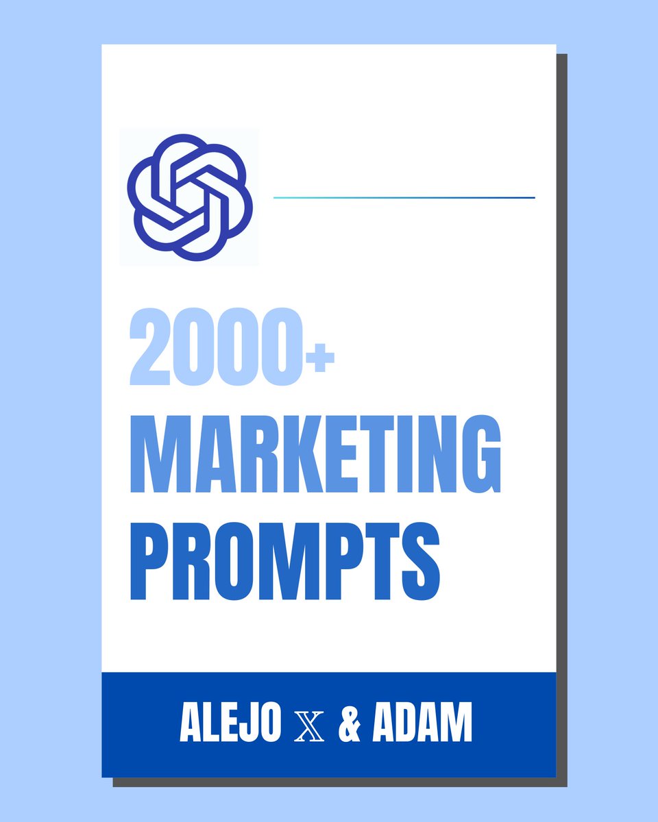 ChatGPT es una máquina de hacer dinero

Pero todo depende de tus Prompts

Así que construí 2000+ Prompts Marketing para ChatGPT

-2000+ Prompts
-Gana dinero con ChatGPT
-14 categorías 

𝗚𝗥𝗔𝗧𝗜𝗦 solo durante 24h!

Sólo👇
1- Like
2- Commenta "MKTG"
3- Sígueme para recibir DM