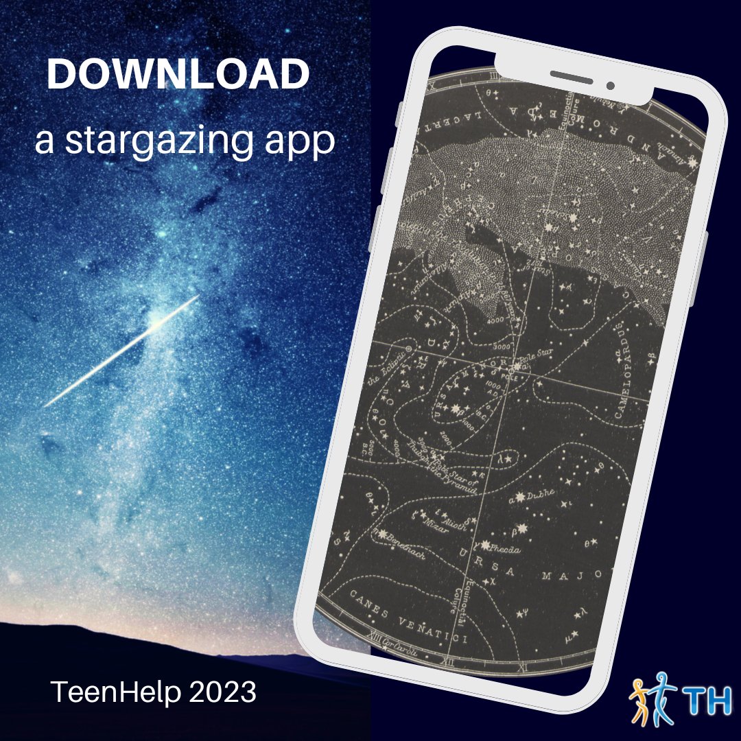 TeenHelp's tweet image. Our theme this month is about looking at the stars. Have you been on a star walk? Download a stargazing app to help you identify the stars that you see.

#stargazingapp #stargazing #theskyatnight #thenightsky #nightsky #starwalk #lookatthestars #starsarebeautiful #teenhelporg