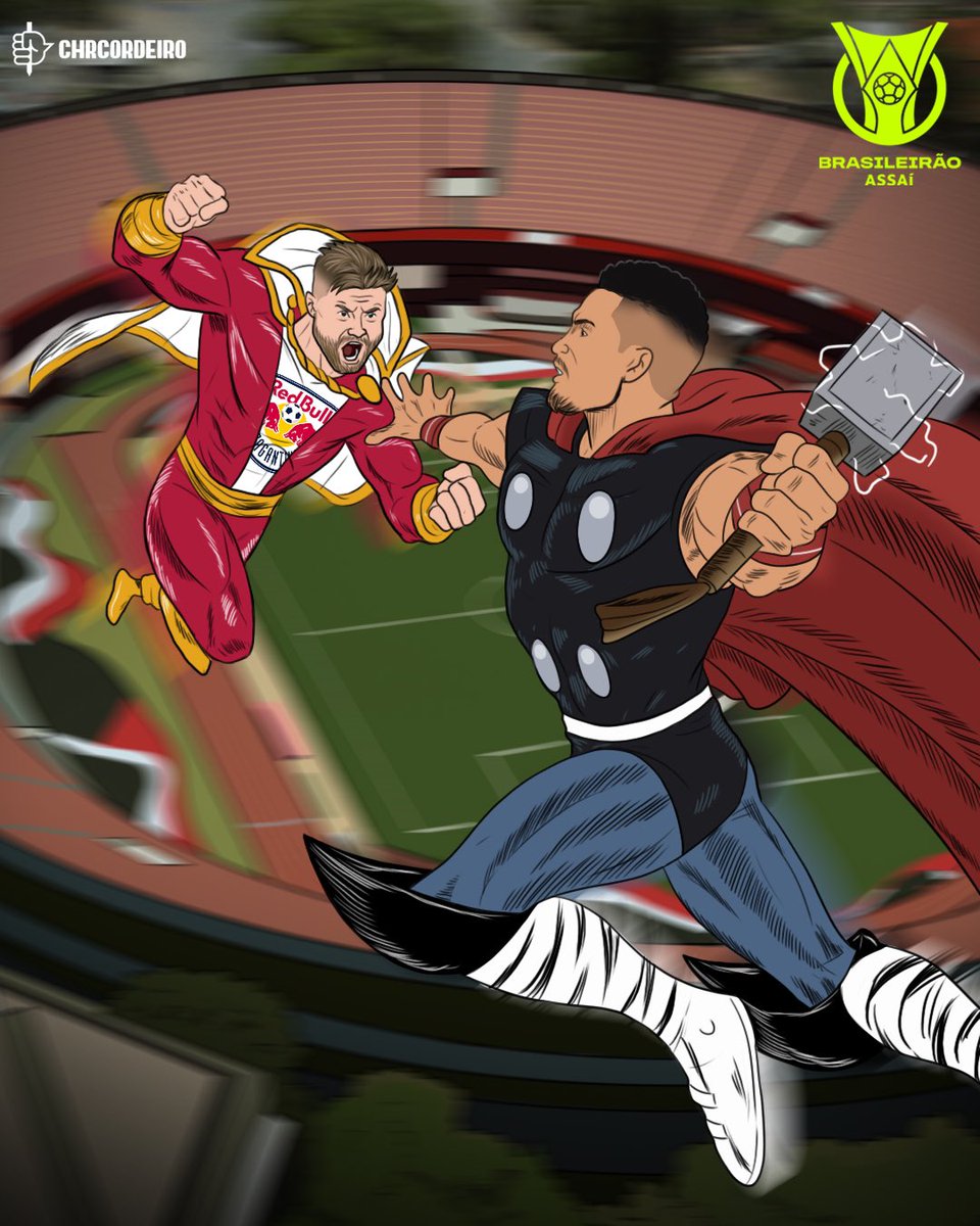 Batalha de dois gigantes. @saopaulofc e <a href="/RedBullBraga/">Red Bull Bragantino</a> em um duelo sob os olhares atentos dos estagis do #NossoMelhor. Quem leva a melhor, torcedor? 

🎨 <a href="/chrcordeiro/">Christian Cordeiro</a>