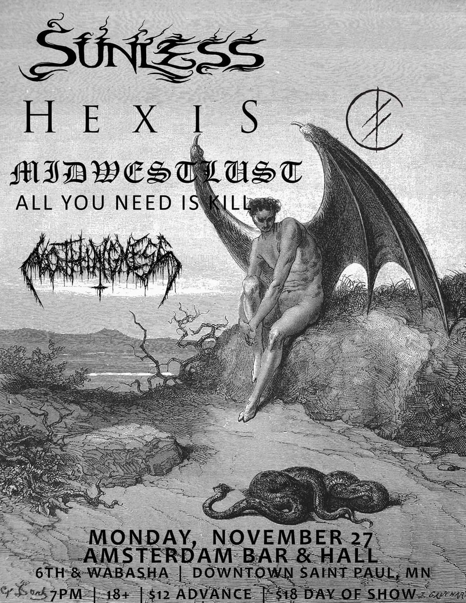 Hometown show announcement! Pleased to be playing with Hexis (Denmark), Midwestlust, and Nothingness on Monday, November 27th at <a href="/AmsterdamBar651/">Amsterdam Bar & Hall</a>!