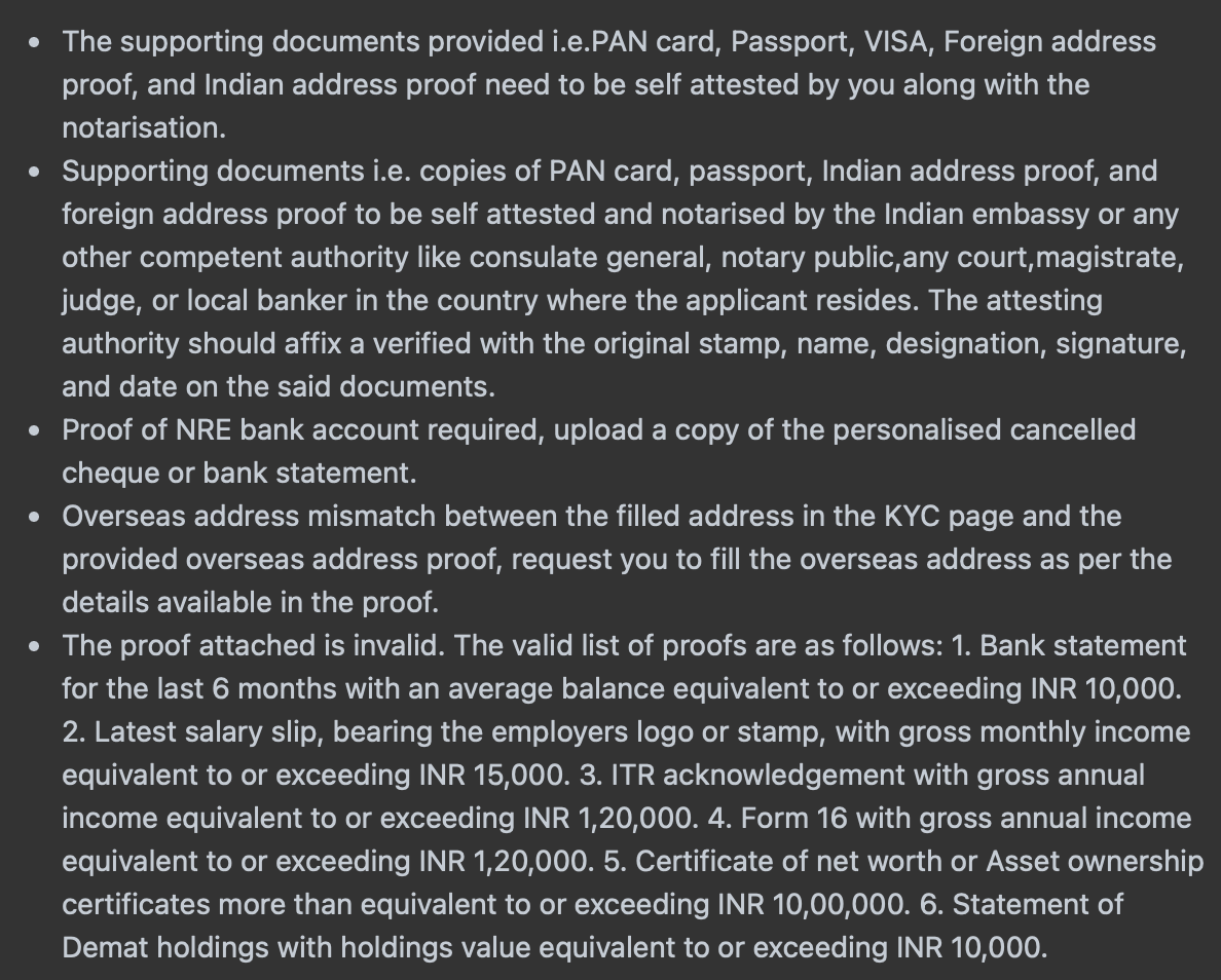 hvkale's tweet photo. @zerodha Are you kidding me?
1. Your form did not say anything needed to be notarized.
2. Same as above
3. Your form only mentioned NRO account and I am indeed applying for non-PIS NRO account, then why do you need NRE?
contd... https://t.co/qK1eTS0rQF