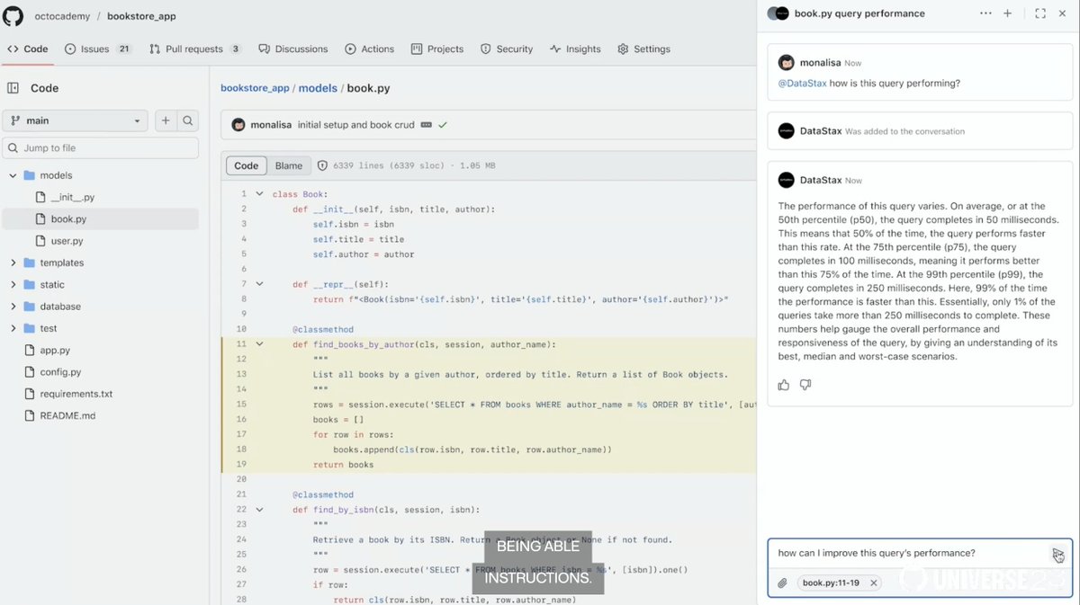In the last few months, we've been building a platform that allows users to register new agents (including third parties) on Copilot. DataStax is one of the first integrators and we would like to open the doors to everyone who are building developer tools. #GitHubUniverse