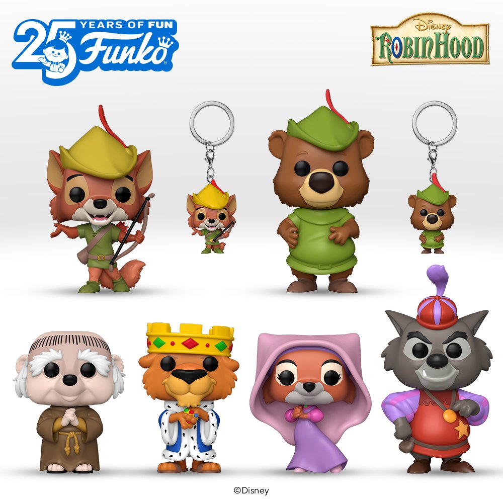 OriginalFunko's tweet image. Nottingham’s notorious archer has left Sherwood Forest to join your collection with his band of merry compatriots. Celebrate the 50th anniversary of an animated classic with Pop! Disney’s Robin Hood and other beloved characters! bit.ly/3rVWi1z #Funko #FunkoPOP #Disney