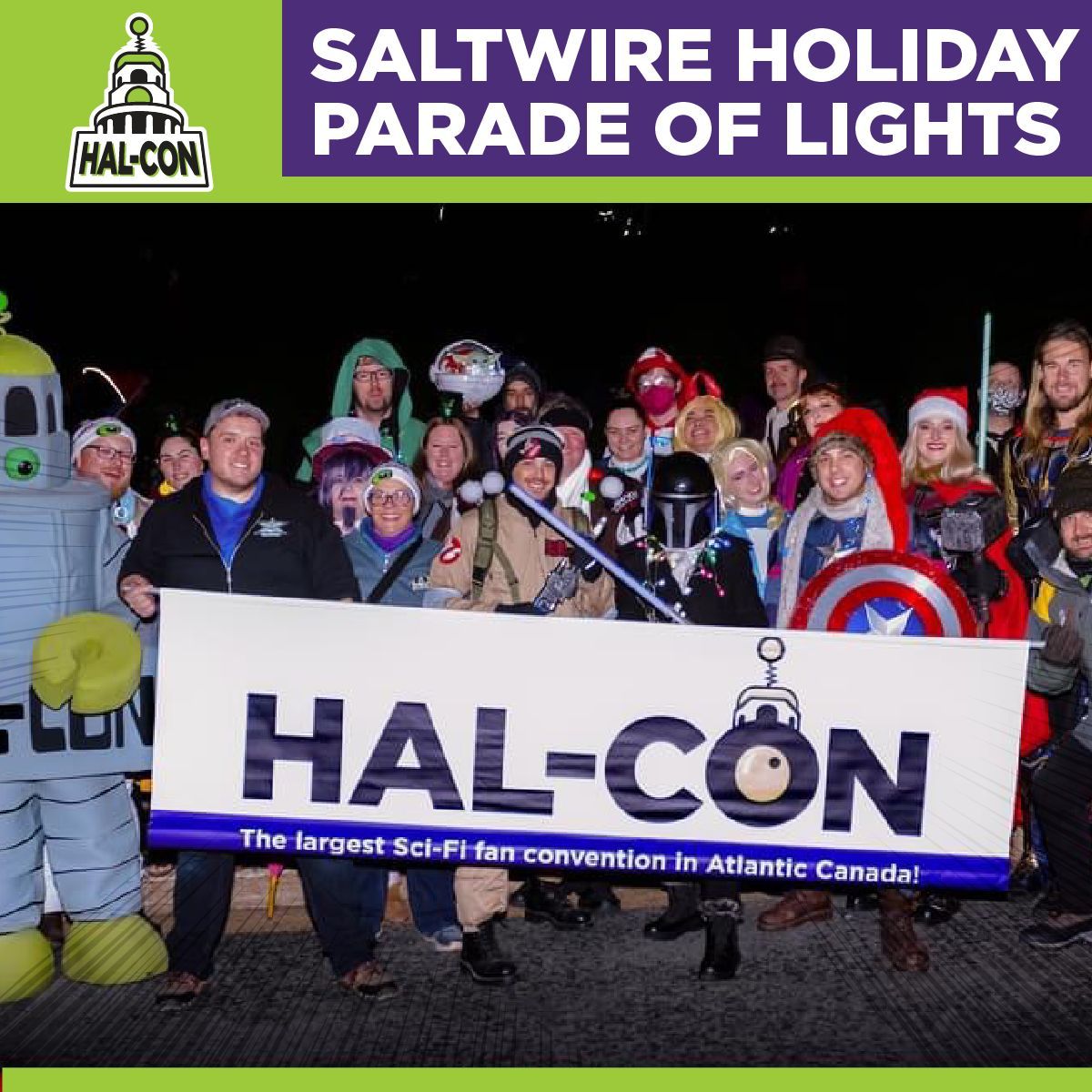 Get ready to rock the SaltWire Holiday Parade of Lights on Nov 18th with Hal-Con! Calling all fellow adventurers to join our walking entry. 🚀 Dress up, bring the magic, and let's make this the most epic parade yet. #HalCon2023 #JoinTheFun
