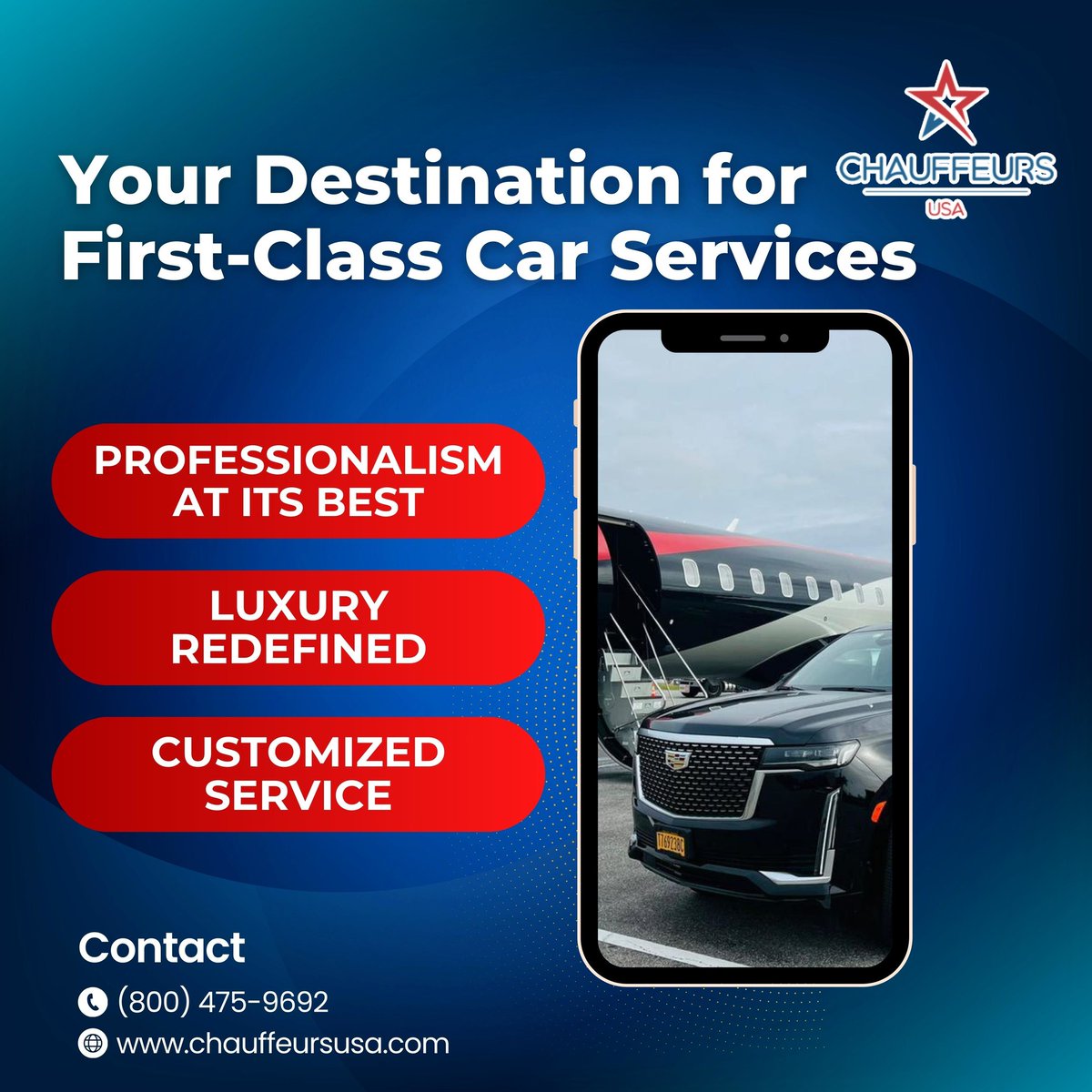 ChauffeursUSA's tweet image. When it comes to car services, your choice should always reflect the epitome of quality, luxury, and professionalism. 
Discover the difference with Chauffeurs USA. #ChauffeursUSA #FirstClassService #LuxuryTrave