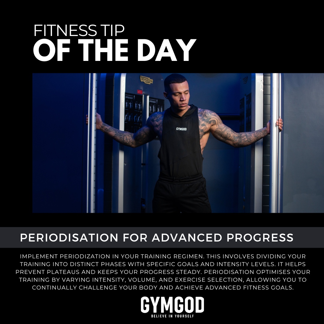 GymGodApparel's tweet photo. Unlock next-level gains with periodisation, the strategic training method elite athletes swear by! 🚀 Periodisation involves structuring your training into distinct phases, each with specific goals 🏋️‍♂️🏃‍♀️
-
-
-
#wearegymgod #fitnesstip #musclegain #workouttips #gym  #aesthetics https://t.co/cWok68E9gs