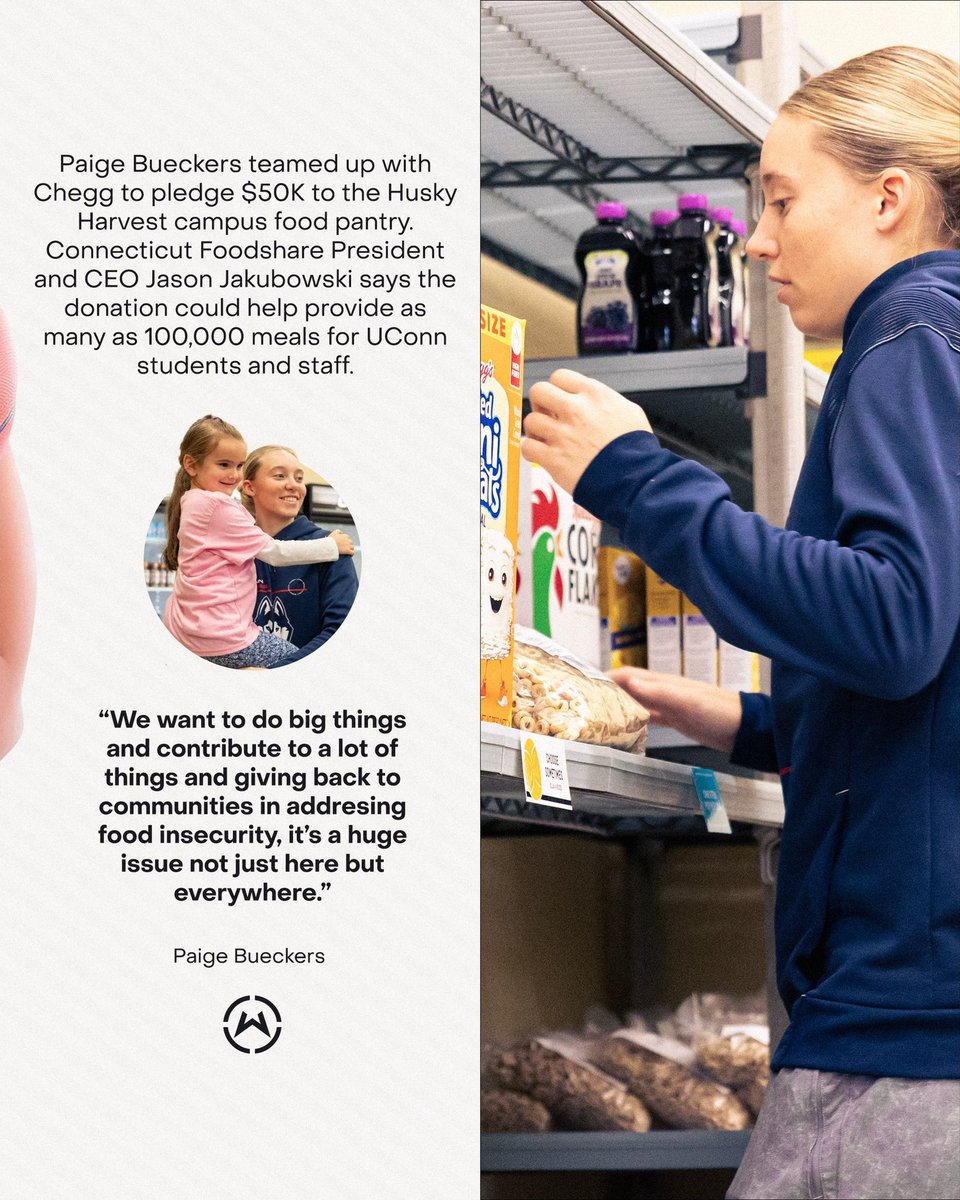 𝙃𝙀𝙇𝙋𝙄𝙉𝙂 𝙃𝙐𝙎𝙆𝙄𝙀𝙎 🥙

Thanks to her partnership with @chegg and Goodr, @paigebueckers1 has continued her work to combat food security - this time through the Husky Harvest campus food pantry. 🙌

#TeamWass | #WeAreTheCollective