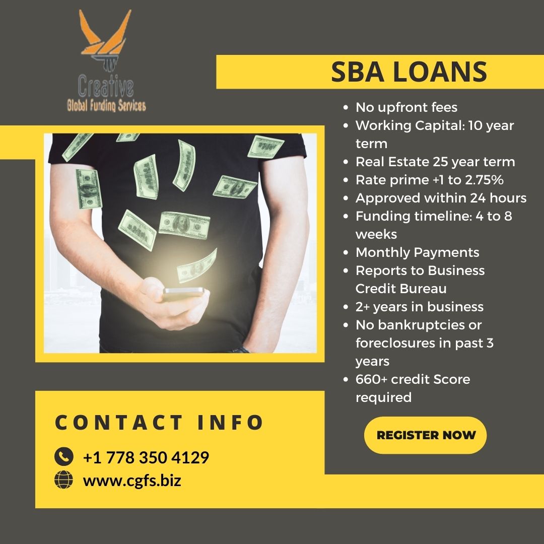 Looking to secure an SBA loan for your business? 🚀 Look no further! Creative Global Funding Services is here to help you navigate the process and secure the funding you need to take your business to new heights. 💼

#SBALoans #SmallBusiness #FundingSolutions #MATIC #CryptoNews