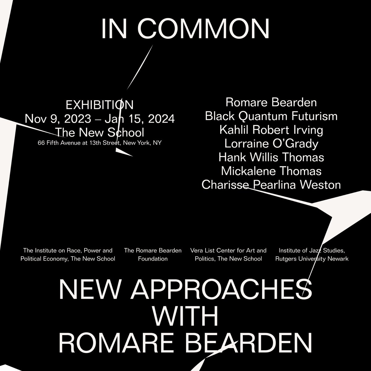 RacePowerPolicy's tweet photo. We're thrilled to launch #InCommon tomorrow evening, Nov. 9!

This stunning exhibition showcases work by @RomareBearden and six leading contemporary Black artists to create a multigenerational dialogue on the political agency of art.

RSVP now to join us: https://t.co/fs75l4Cn7m https://t.co/rjc0helMck