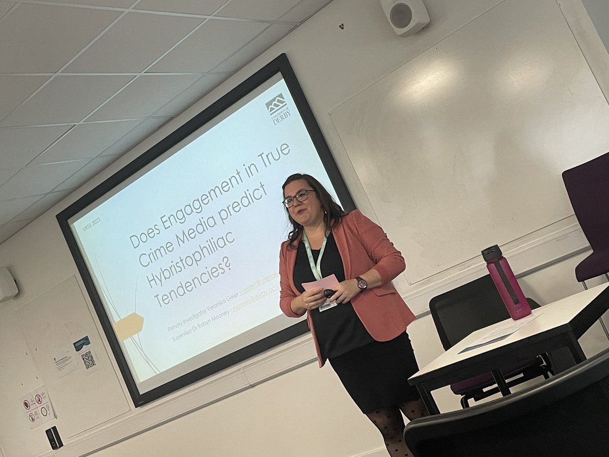 dfido1's tweet photo. Really excellent afternoon watching our #forensicpsychology undergraduates present posters and talks on their research over the Summer! 

Impactful and publishable work!

#URSS2023 @Derby_HPSCR https://t.co/5HaFUXmoBQ