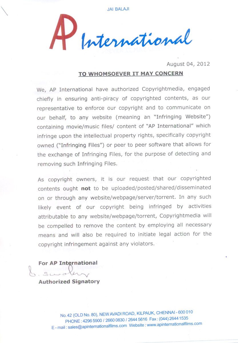 Copyrightmediaa's tweet photo. @TeamYouTube  Dear Youtube Team
Our Account Has been Suspended for  fraudulent copyright , But we are the official authourized representative for our clients @SonyMusicSouth and #apinternational Please verify the same to recover the account . antipiracy@copyrightmedia.in https://t.co/gR6XoUFwQl