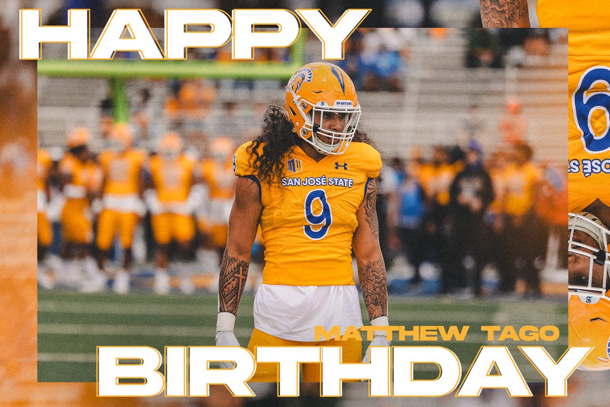 SanJoseStateFB's tweet photo. Happy Birthday to senior linebacker Matthew  Tago 🎉

#ClimbTheMountain | #AllSpartans https://t.co/5etydfLEQh
