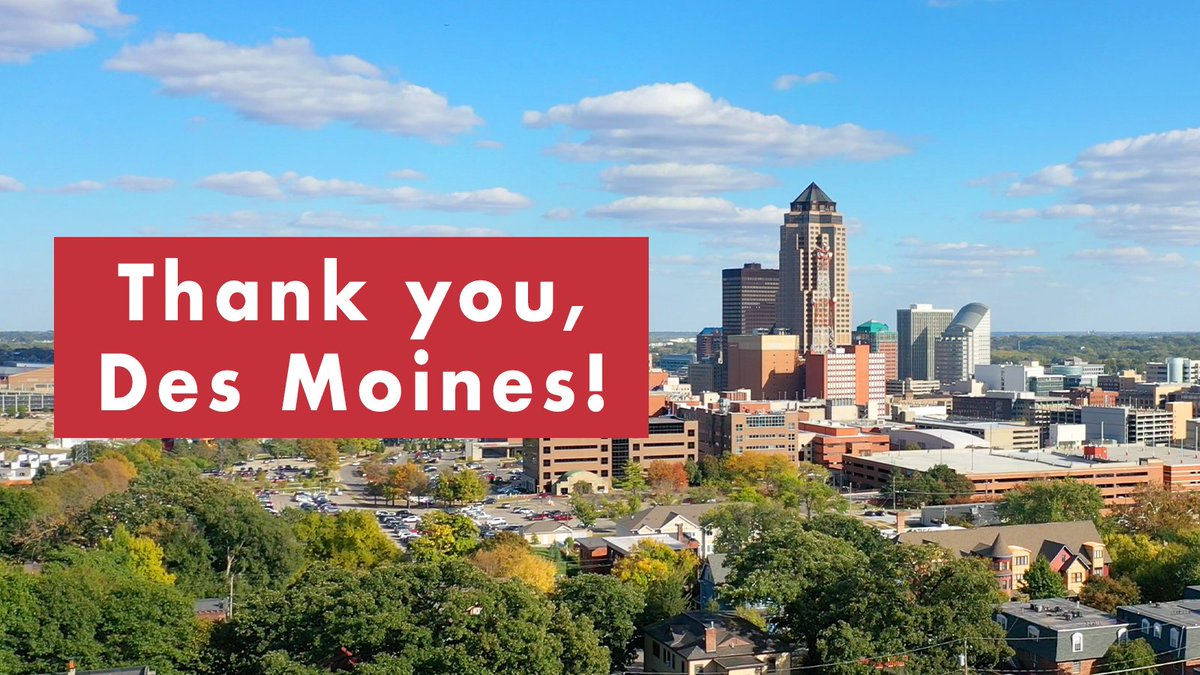 Thank you, Des Moines! I'm honored to be your next mayor and I look forward to bringing people together to find solutions that make Des Moines even better. Thank you to everyone who worked tirelessly to help us make history.