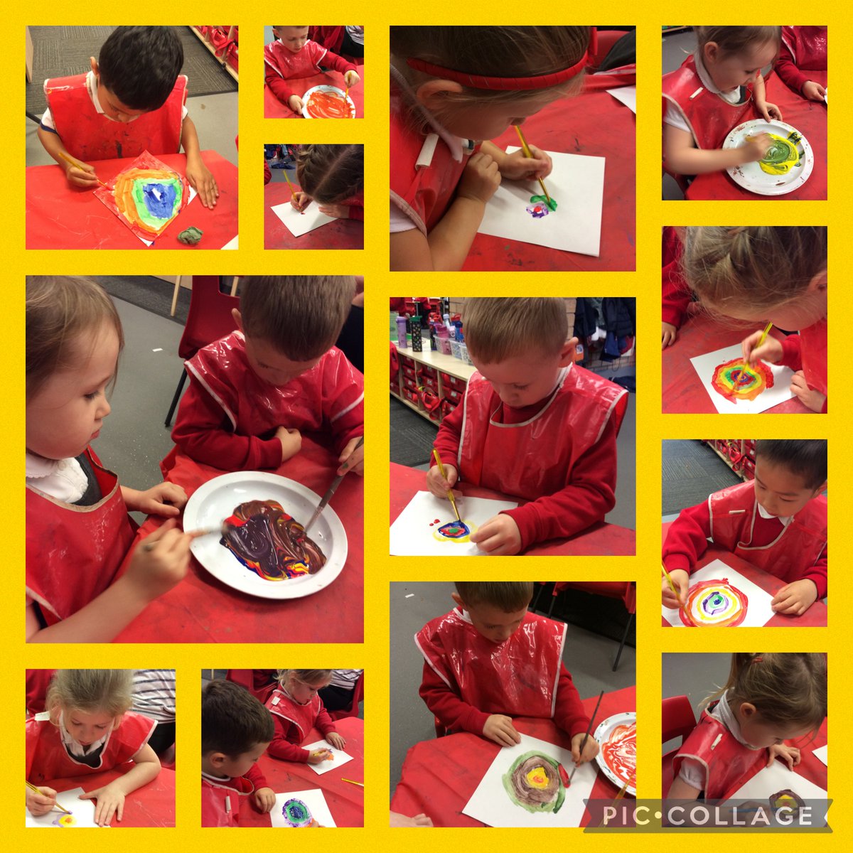 StPhilipsRA's tweet photo. As part of our learning about Bonfire Night, we used a   famous painting by Wassily Kandinsky (Concentric Circles) to inspire our own firework art. We even mixed some primary colours to make some autumn-themed circles. #teamstphilips @StPhilipCEAP https://t.co/1clGSmzKvI