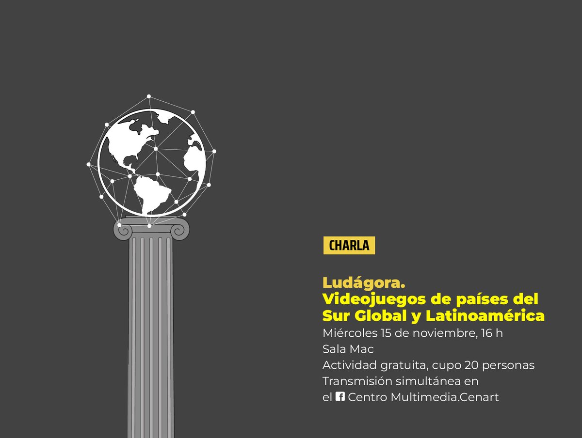 cmm_cenart's tweet photo. 🎮 Recuerda que el próximo miércoles tenemos una cita a las 16 h en la siguiente sesión de Ludágora.

👉🏽 Estaremos conversando sobre narrativa de videojuegos y Latinoamérica.
¡Te esperamos en el #CentroMultimedia! https://t.co/e1hnMPF2wu