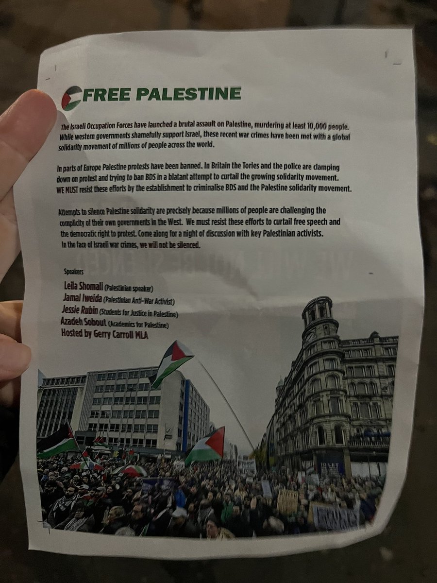 People Before Profit handing out leaflets ahead of a ‘Free Palestine ~ We will not be silenced’ event later this week.