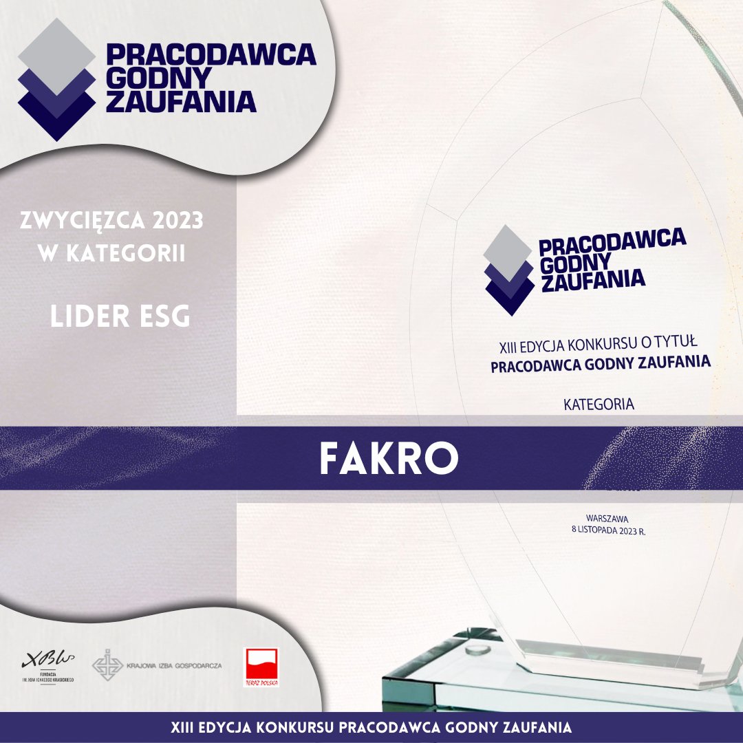 Pracodawca Godny Zaufania (@pracodawcagz) on Twitter photo Zwycięzcą Konkursu Pracodawca Godny Zaufania w kategorii LIDER ESG jest:
<a href="/fakropl/">FAKRO Polska</a>
Nagrodę z rąk Andrzeja Czernka, Dyrektora Generalnego <a href="/Teraz_Polska/">Teraz Polska</a> odebrał Janusz Komurkiewicz, Członek Zarządu ds. Marketingu FAKRO. Zwycięzcą Konkursu Pracodawca Godny Zaufania w kategorii LIDER ESG jest:
<a href="/fakropl/">FAKRO Polska</a>
Nagrodę z rąk Andrzeja Czernka, Dyrektora Generalnego <a href="/Teraz_Polska/">Teraz Polska</a> odebrał Janusz Komurkiewicz, Członek Zarządu ds. Marketingu FAKRO.