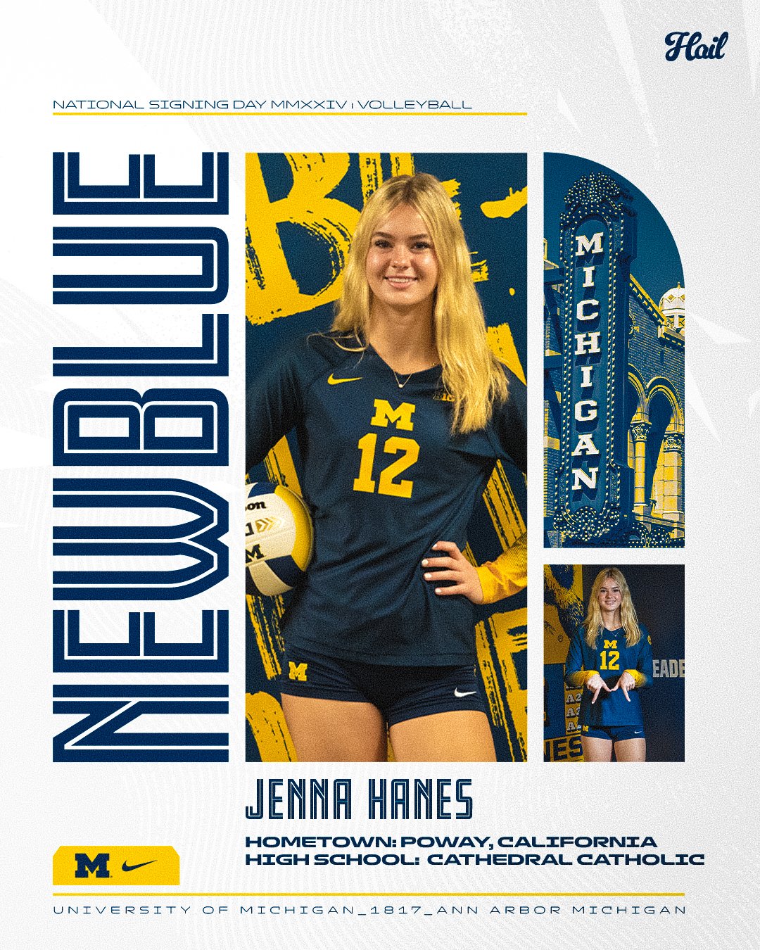 Michigan Volleyball on X: 𝓢𝓘𝓖𝓝𝓔𝓓 🖊️ Welcome Jenna Hanes to our 2024  Signing Class! #GoBlue  / X