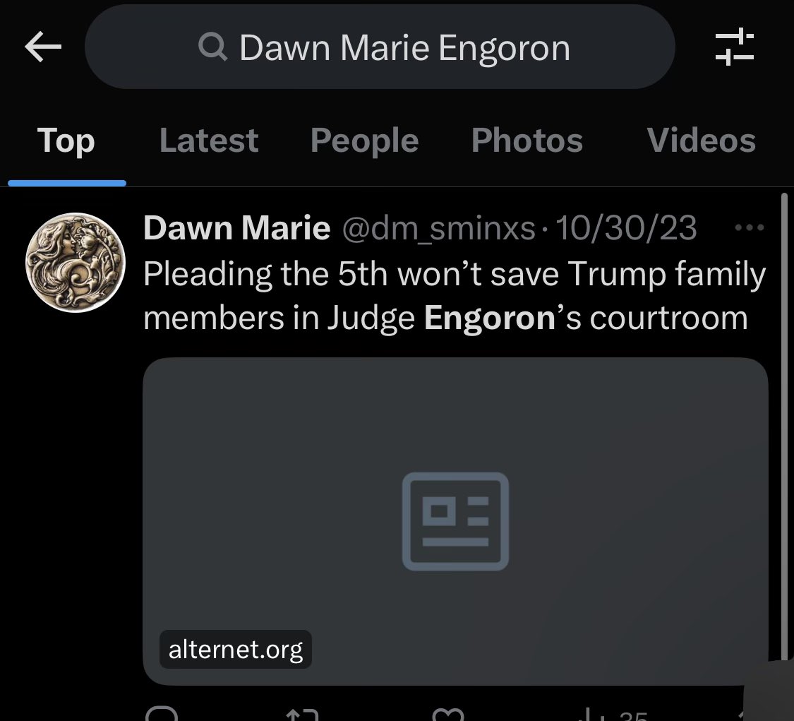 EXCLUSIVE: This is one of the most damning screenshots I have archived from the Twitter account of Dawn Marie Engoron, the wife of Judge Arthur Engoron, the Leftist judge who is overseeing President Trump’s Civil Fraud trial in NYC. On October 30, 2023, while the trial was