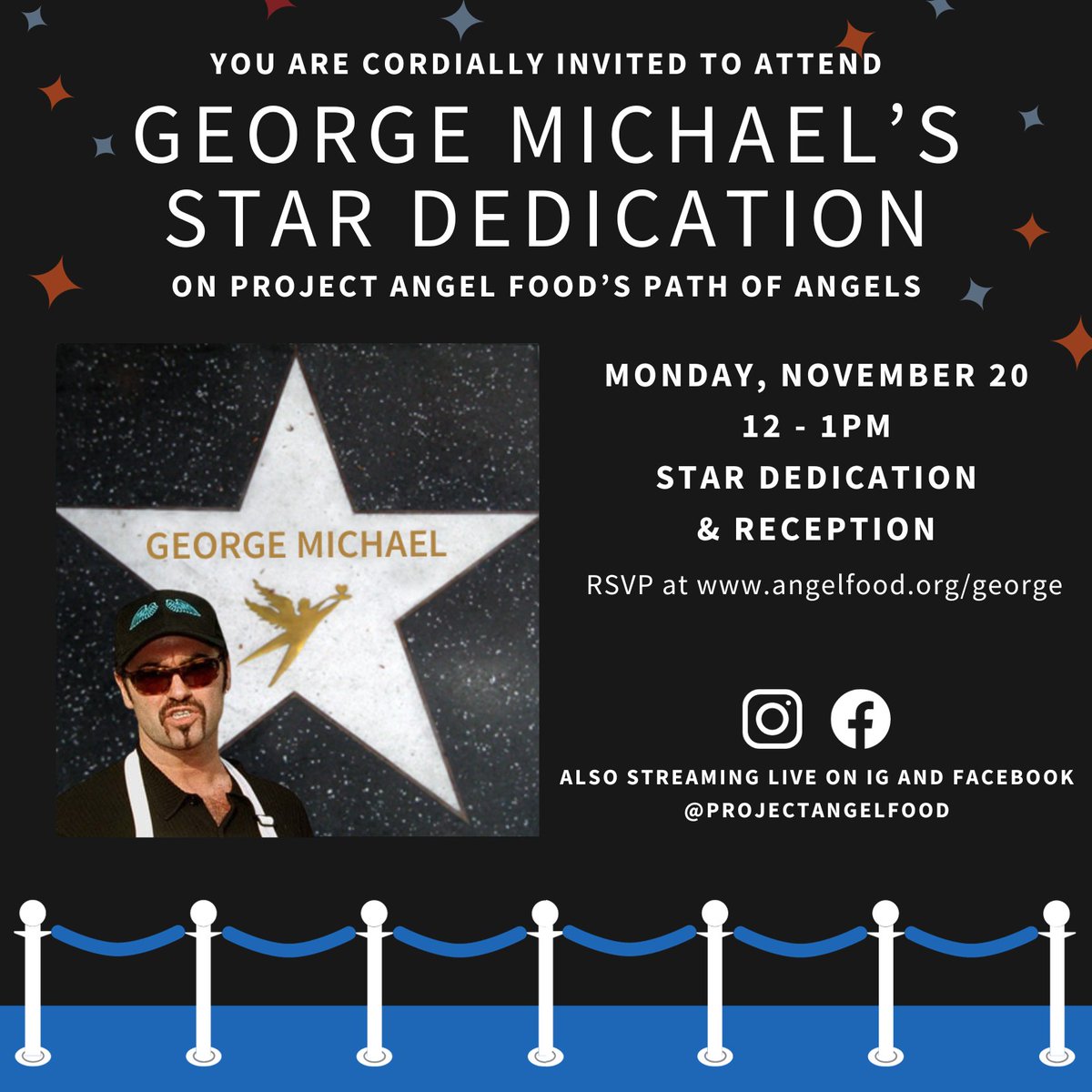 Calling all George Michael fans! We are happy to announce George Michael’s Star Dedication on our Path of Angels on Nov. 20 at 12 p.m. @kearth101's @LisaKearth and our own CEO @RichardAyoub are helping unveil the tribute. To RSVP and/or make a donation: form.jotform.com/232967588004162