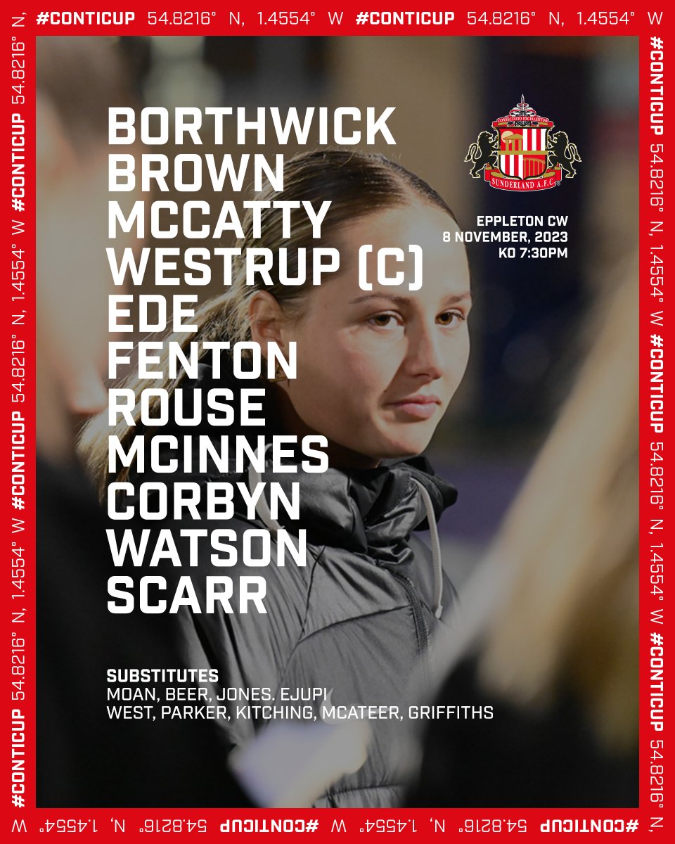 SAFCWomen's tweet photo. 🥁 Introducing tonight's starting XI under the lights!

#SAFCWomen | #ContiCup https://t.co/1RNa4gNkIH