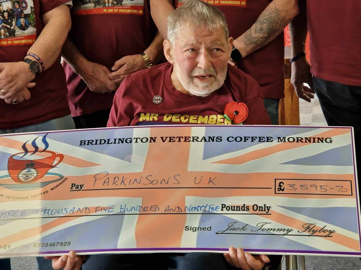 Really proud of the #Bridlingtonveterans for producing a saucy calendar to raise funds and awareness of the devastating Parkinsons disease #ParkinsonUK accepted our small gesture and we were all happy to see a smile on the Faces of the sufferers.