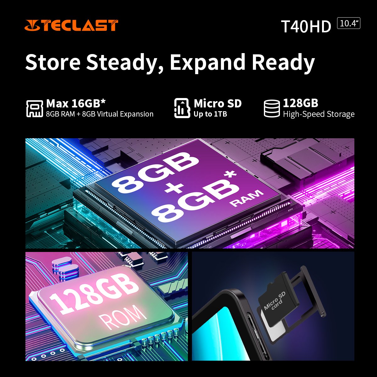 TeclastOfficial's tweet photo. 💾 Store more, do more. #TeclastT40HD offers expansive RAM and storage for fingertip access to all your excellences. #StorageMastery
Add To Cart:https://t.co/yAiRwTV96m
#Teclast #T40HD #TDDI #T606 #Android13 https://t.co/MhR86vTzIZ