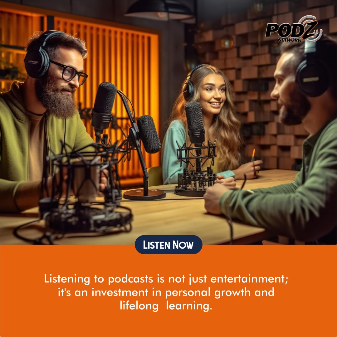 PodzNetwork's tweet image. Podcasts: More than entertainment, they're an investment in personal growth and lifelong learning." 🎧📚 #PodcastWisdom