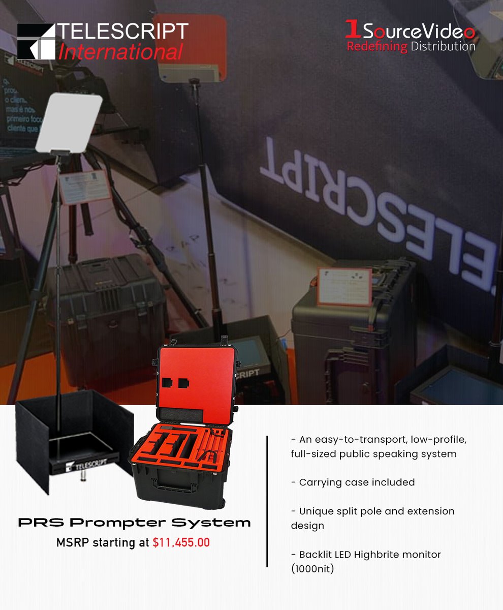 1sourcevideo's tweet image. @Telescript's PRS Presidential Prompting System is designed for easy transportation!

#1SourceVideo #Telescript #PRSsystem #mobileteleprompter #NDI #teleprompter #telepromptersystem #publicspeaking #liveproduction #videoproduction #filmmaking #distribution #RedefiningDistribution
