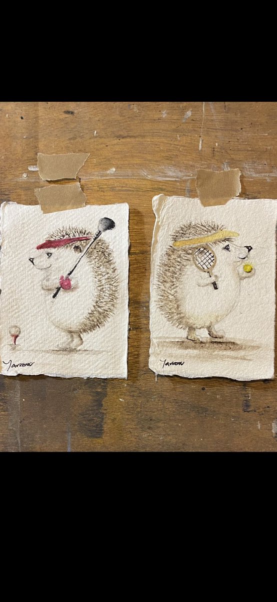 The #hedgehogs have upped their #game! Little #sport #superheroes ready as a #christmas #gift for the #golf and #tennis lovers out there. #original #art On #handmade paper, #watercolour #MHHSBD #shopscotland #UKGiftHour #scottishartist #notonthehighstreet