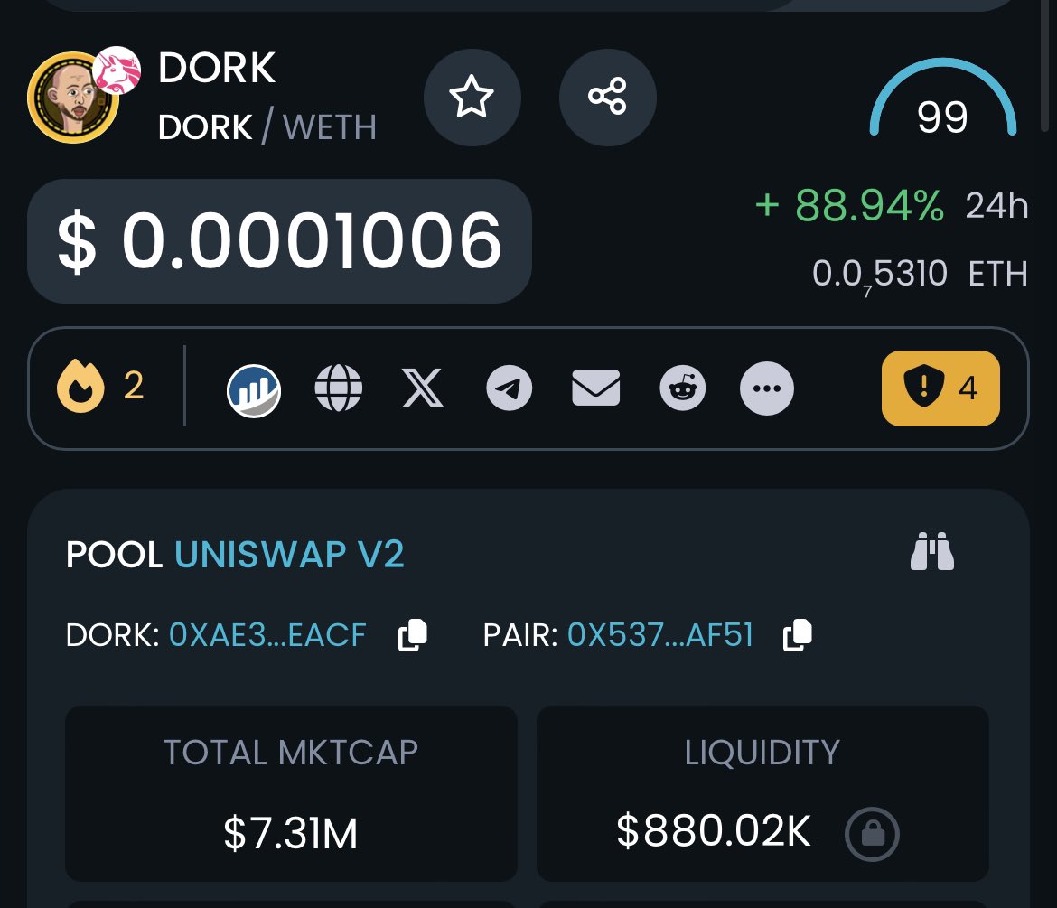 CryptoMafia420's tweet image. Giving away $200 in $DORK 🎁

2x winners ($100 each) 🏆

To enter:
Like &amp;amp; RT 🔄
Follow with 🔔
Drop $ETH wallet👇

24 hours only ⏰