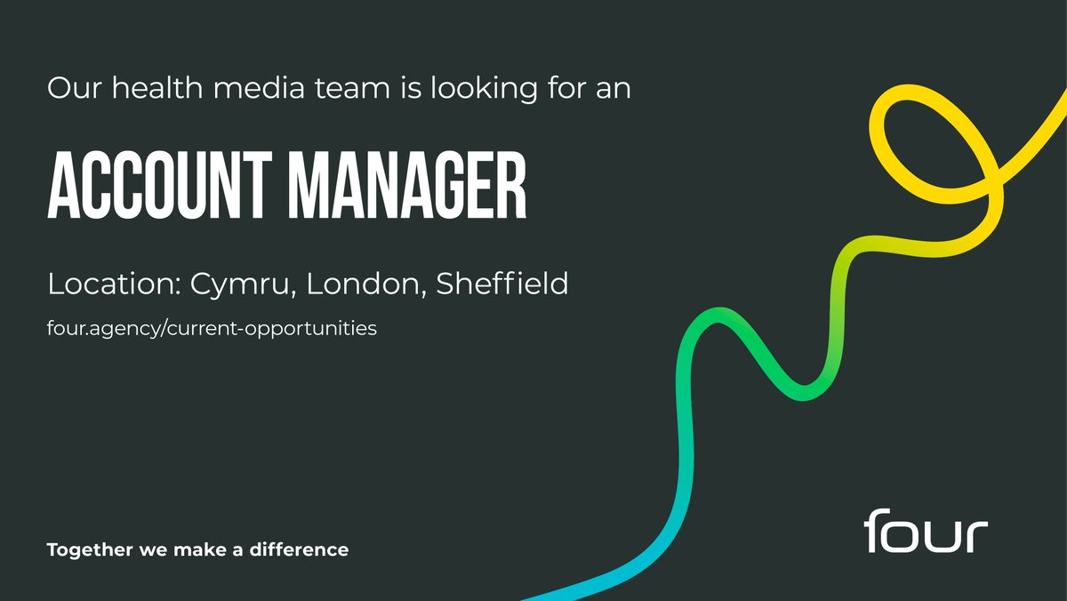 Four is looking for an account manager to join our health media team, based in our London offices. More info here t.ly/QHP_K #TogetherWeMakeADifference #WeAreEpic