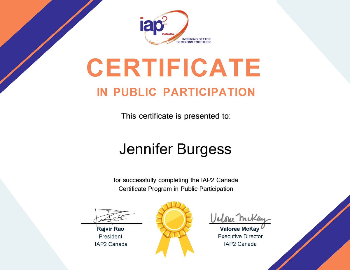 After a long pandemic-related interruption, I am thrilled to have finally completed my <a href="/IAP2/">IAP2</a> Certificate in Public Participation. It's been a career-shaping journey!
