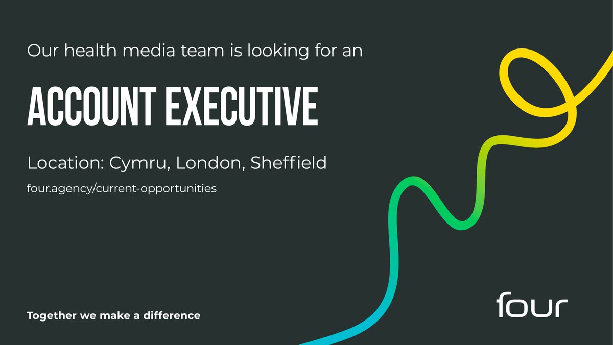 Four is looking for an account executive to join our health media team, based in our London offices. More info here t.ly/EOA_M #TogetherWeMakeADifference #WeAreEpic