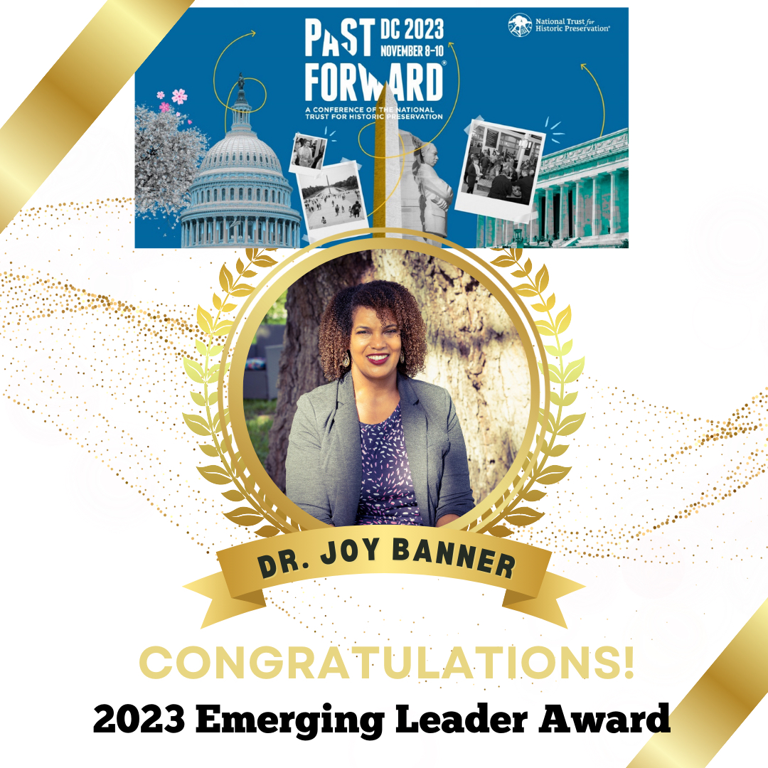 We are proud to announce that Dr. Joy Banner, co-founder of The Descendants Project is the recipient of the 2023 Emerging Leader in Historic Preservation Award from @SavingPlaces. Awards to be presented during #PastForward23 in Washington, DC, Nov 8-10. SavingPlaces.org/conference.