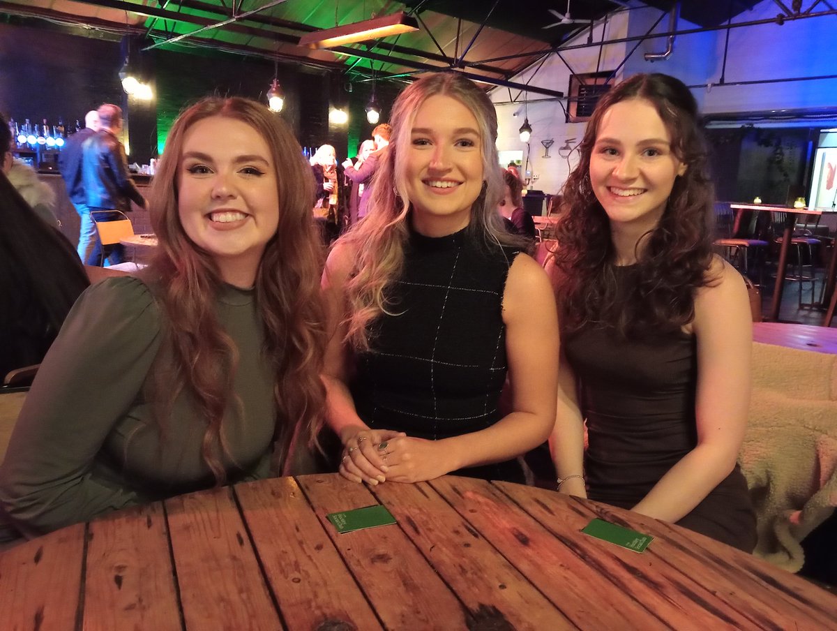 JournoErika's tweet photo. Three of the best. Waiting to hear whether our talented @UoGjourno graduates have picked up   prizes at the Midlands Media Students' Awards 🤞 https://t.co/ksBnAp808n
