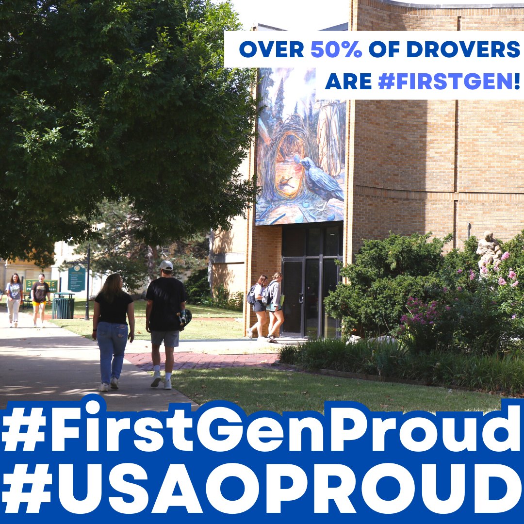 usaodrovers's tweet photo. Happy First-Generation College Celebration Day! It is a special day on campus as we celebrate a large part of our Drover family. If you are a #FirstGenProud Drover, current or alum, tell us your story today! #USAOProud
https://t.co/4lDOnUDryH
#BetterTogether #OKHigherEdWorks https://t.co/PcuFZOl22q