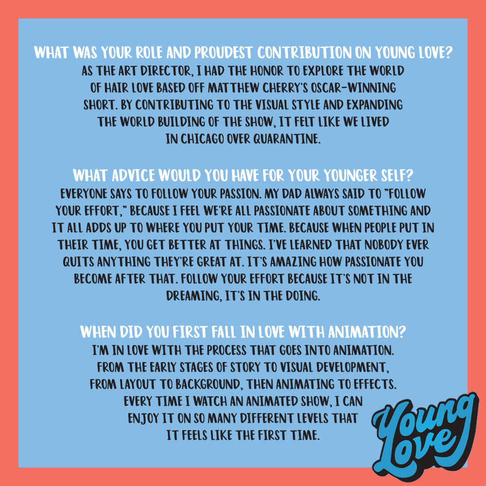 Art Director Ed Li shares his proudest contributions on #YoungLove, advice for his younger self, and what he loves about animation.