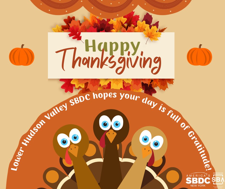 LowerHVSBDC's tweet photo. "This Thanksgiving and National Gratitude Month, we at the New York SBDC cherish our team, clients, and supportive community. Celebrating every challenge-turned-opportunity and each lesson learned. Here's to the journey ahead!" - Sonya Smith, NYSBDC State Director https://t.co/JGhKciMGbJ