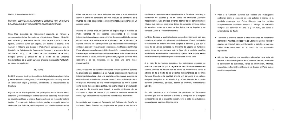 La sociedad civil se moviliza en defensa del estado de Derecho, de la libertad y la igualdad de todos los ciudadanos. Somos españoles, somos europeos. Petición registrada en el Parlamento Europeo.